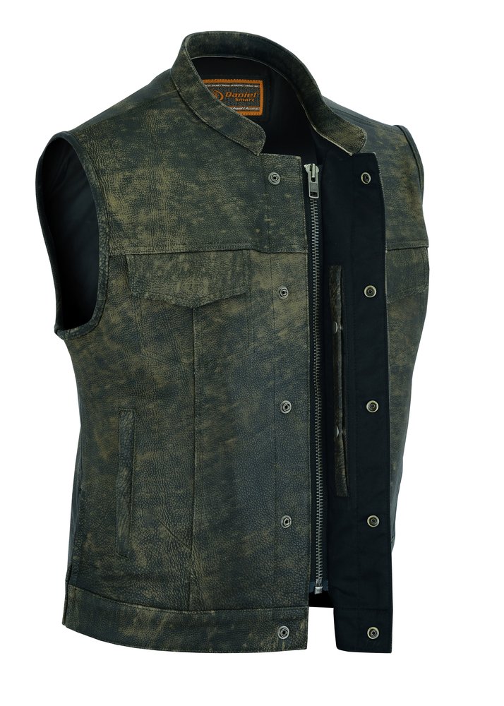 Leather Motorcycle Vest - Men's - Up To Size 8XL - Antique Brown - Big and Tall - DS108-DS