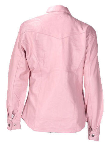 Leather Shirt - Women's - Pink - Snap Closure - LJ276-PINK-09-DL