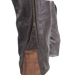 Leather Chaps - Thigh Stretch - Brown - Up To 9XL - Men or Women - C332-BROWN-DL
