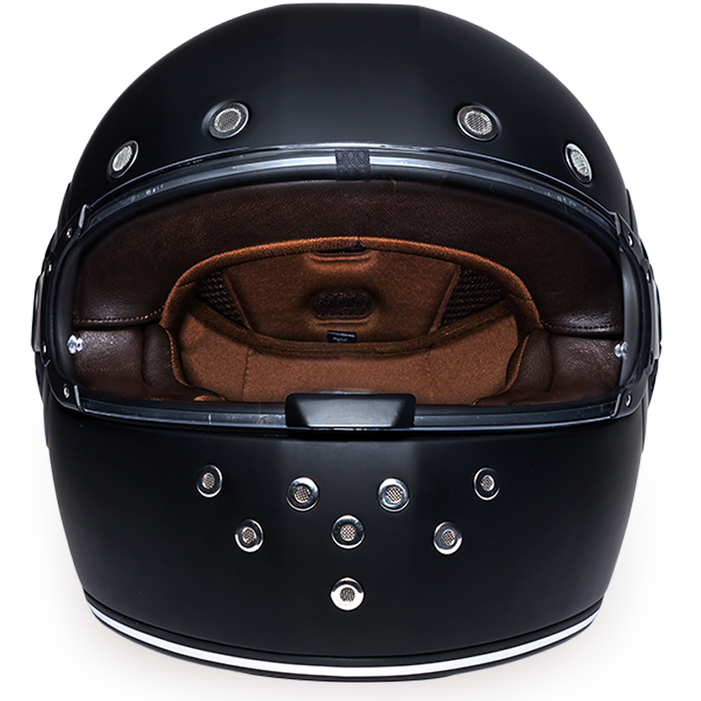 DOT Motorcycle Helmet - Retro Dull Black - Full Face - R1-B-DH