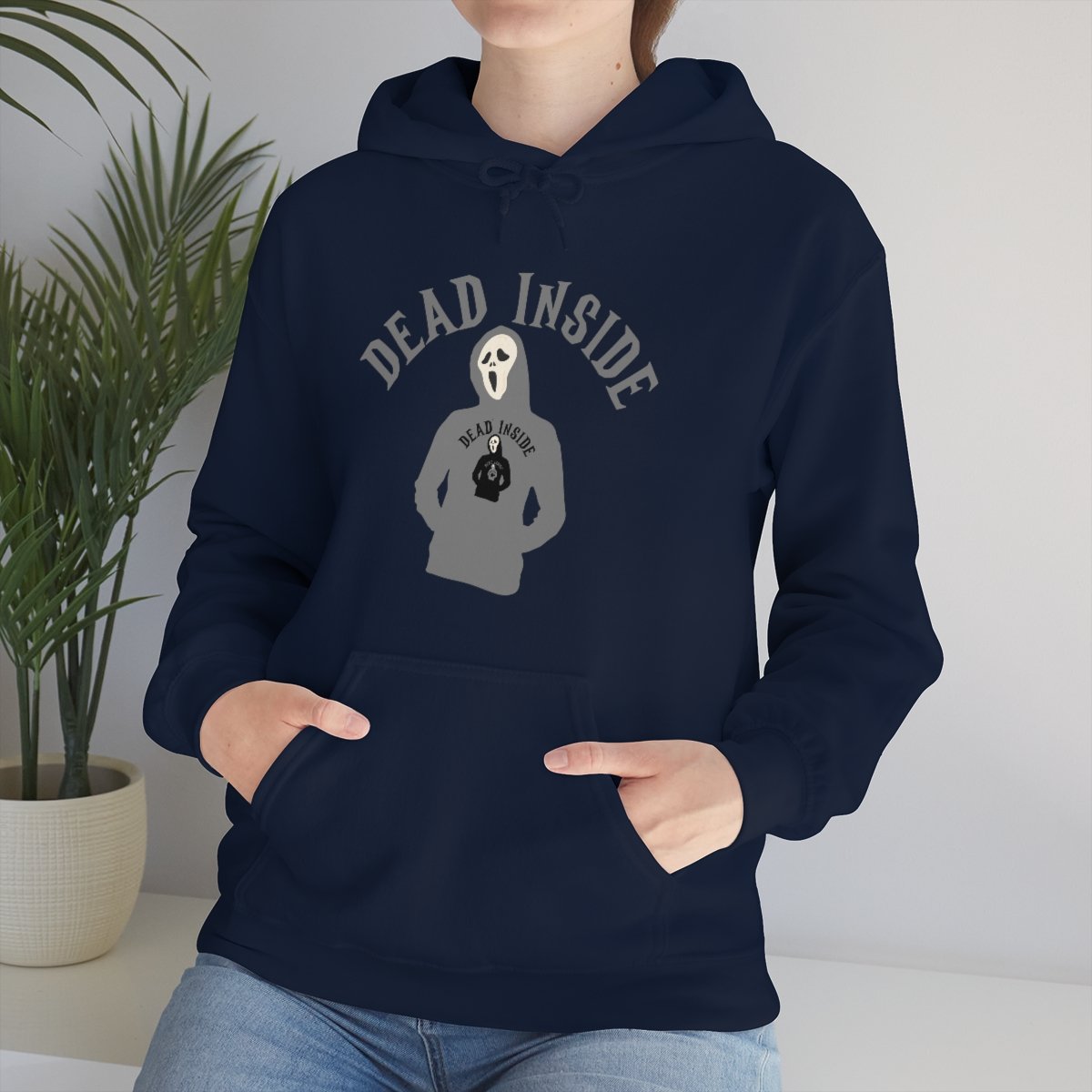 Dead Inside - Hoodie Wearing A Hoodie x4 - Unisex Heavy Blend Hooded Sweatshirt - Dark Colors