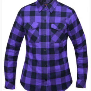 Flannel Motorcycle Shirt - Women's - Purple and Black - Up To Size 5XL - TW255-17-UN