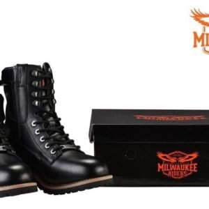 Leather Motorcycle Boots - Men's - Zipper and Lace-Up - MR-BTM8002-DL