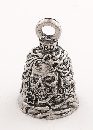 Lady Skull - Pewter - Motorcycle Guardian Bell® - Made In USA - SKU GB-LADY-SKULL-DS