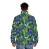 Cat Hiding in the Plants - Blues Greens Yellow - Multi Color - Men's Puffer Jacket