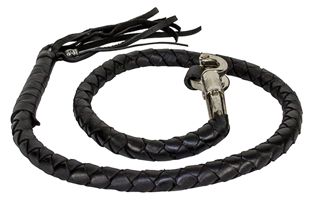 Get Back Whip - Black Leather - 42 Inches Long - Motorcycle Accessories - GBW1-11-DL
