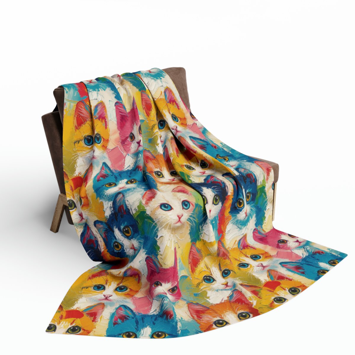 Oil Painting Kittens - 3 Different Sizes - Multi Colors - Arctic Fleece Blanket