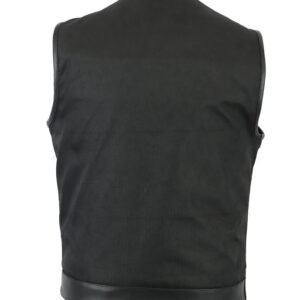 Canvas and Leather Motorcycle Vest - Men's - Gun Pockets - Up To 12XL - DS687-DS