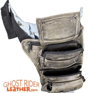 Leather Thigh Bag - Gun Pocket - Distressed Brown - Motorcycle - AC1025-12-DL