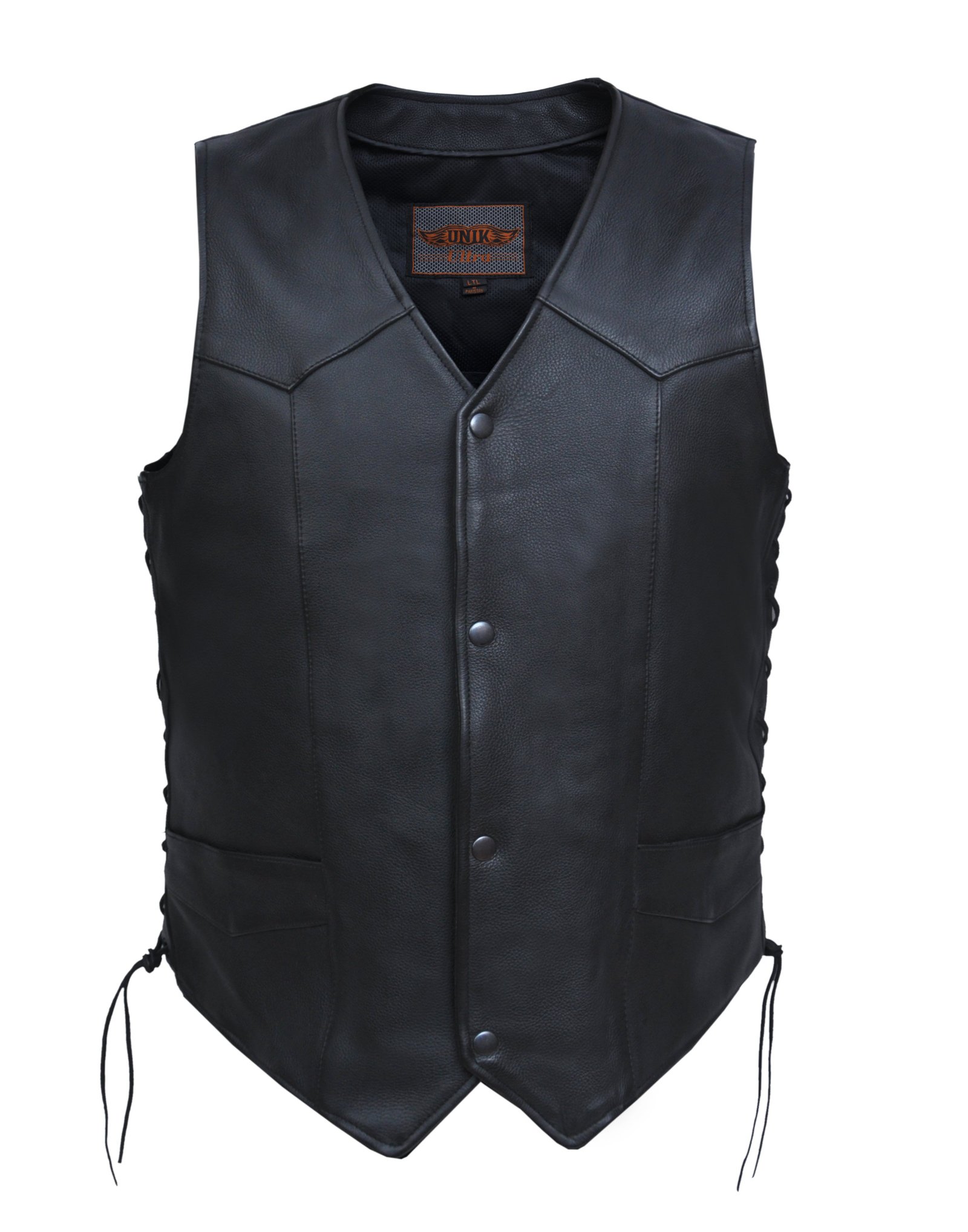 Leather Motorcycle Vest - Men's - Tall Sizes 4X 5X 6X 7X 8X - 331-TL-UN.