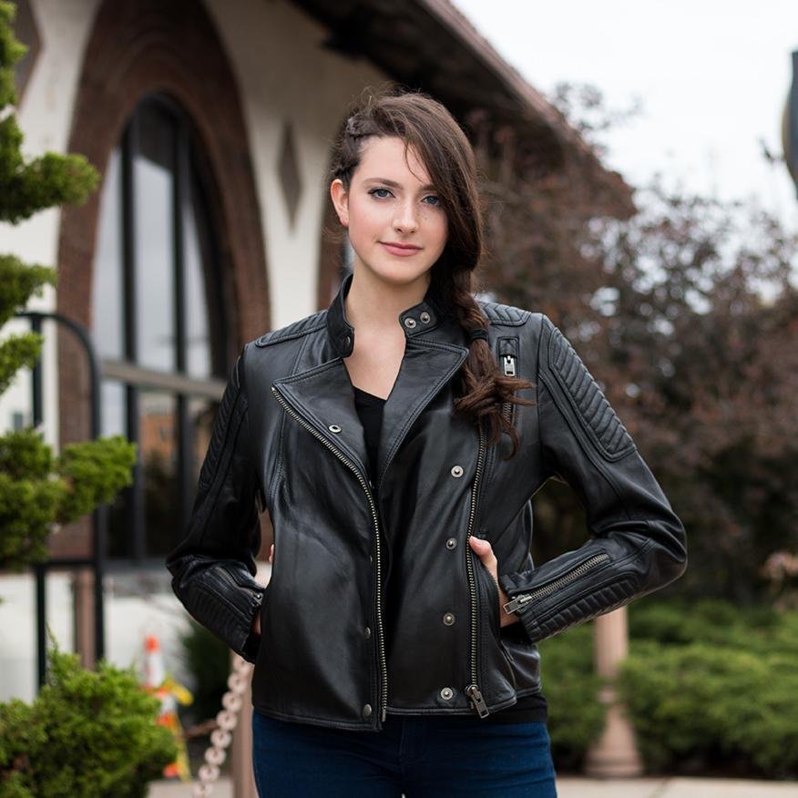 Leather Jacket - Women's - Racer - Anthracite or Whiskey - WBL1587-FM