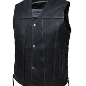 Leather Motorcycle Vest - Men's - Durango Gray - 2611-AGR-UN