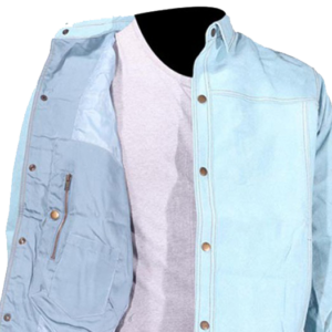 Leather Shirt -Men's - Blue - Snap Closure - Men's - Up To Size 5XL - MJ777-15-DL