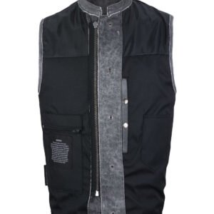 Gray Leather Motorcycle Vest - Men's - Club Style - Up To 64 - MR-MV7320-ZIP-16-DL