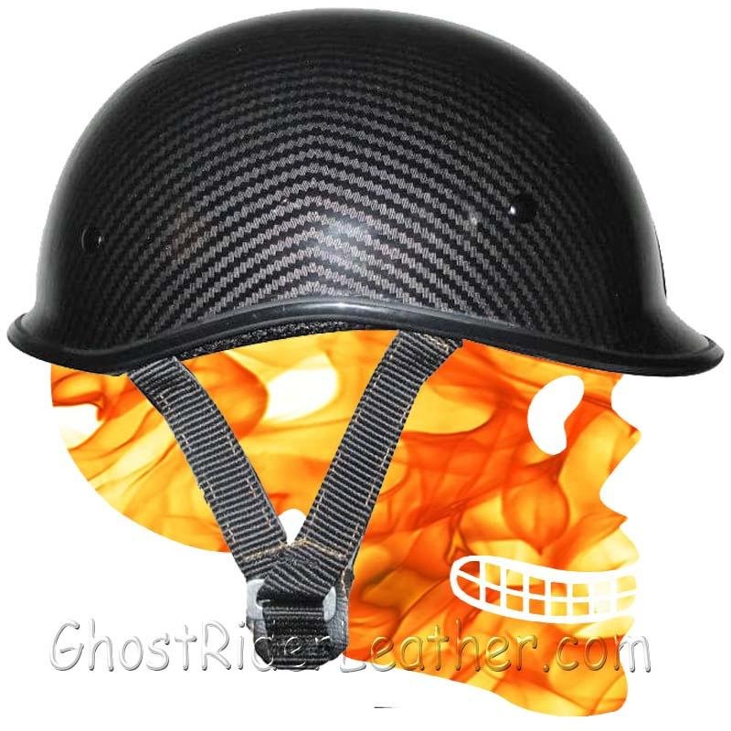 DOT Motorcycle Helmet - Jockey Polo - Carbon Fiber Look - Half Helmet - 102CL-HI