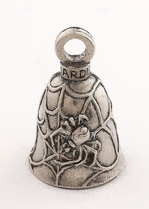 Black Widow - Spider Web - Pewter - Motorcycle Guardian Bell - Made In USA - SKU GB-BLACK-WIDOW-DS