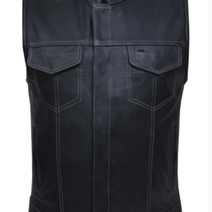 Leather Motorcycle Vest - Men's - Black Paisley Liner - Big Sizes - 4X 5X 6X 7X 8X - 6665-00-UN