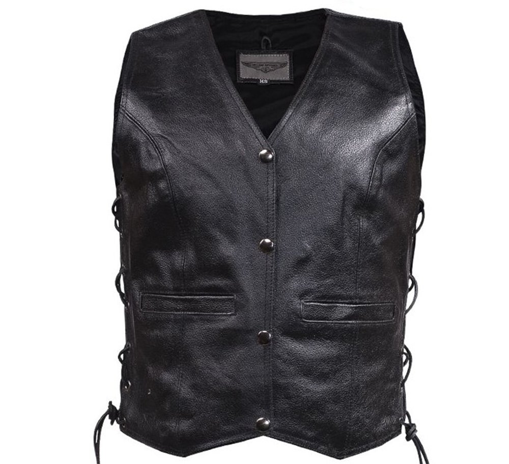 Leather Motorcycle Vest - Women's - Side Laces - LV411-SS-DL