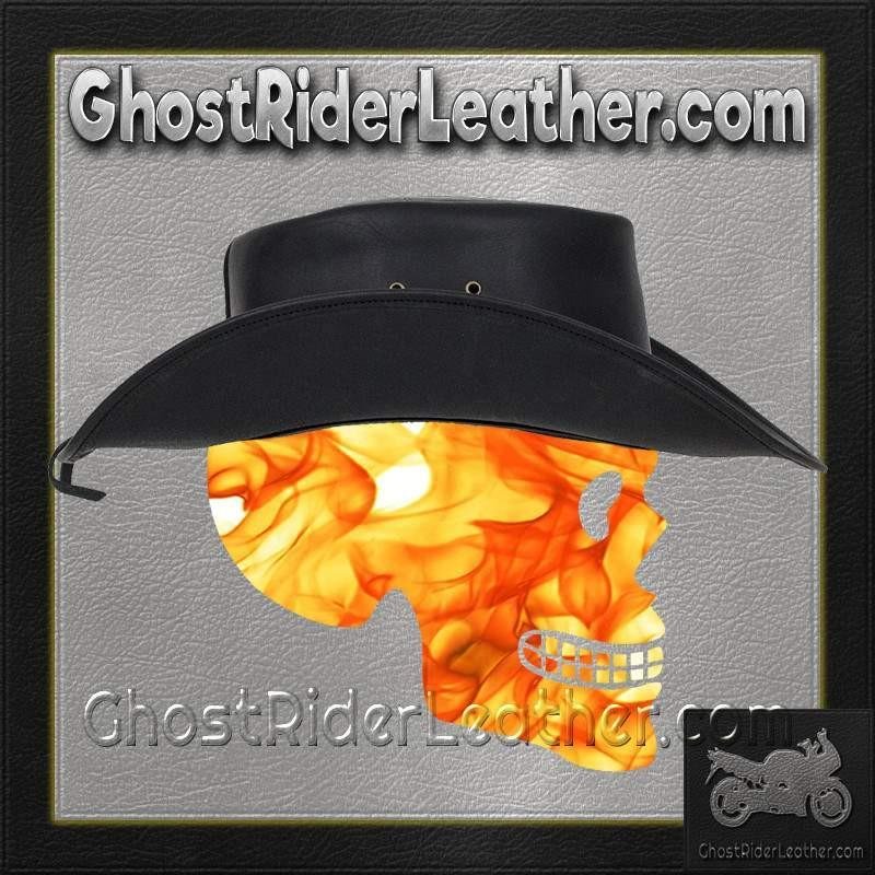 Black Leather Gambler Hat with Conchos / SKU GRL-HAT12-11-DL