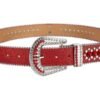 Unisex Rhinestone Bling Belt - Red and Silver - Skulls - Rhinestones - Faux Leather - FBL22-DL