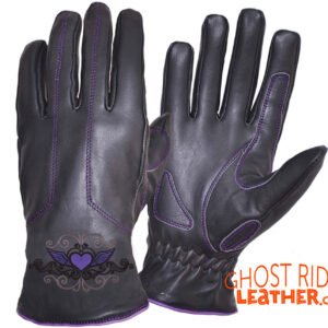 Leather Gloves - Women's - Full Finger - Purple Heart - 8144-17-UN