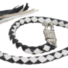 2 Inch Fat Get Back Whip in Black and White Leather - 42 Inches Long - SKU GBW7-11-T1-DL