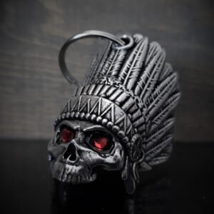 Indian Skull Diamond - Pewter - Motorcycle Spirit Bell - Made In USA - SKU BB74-DS