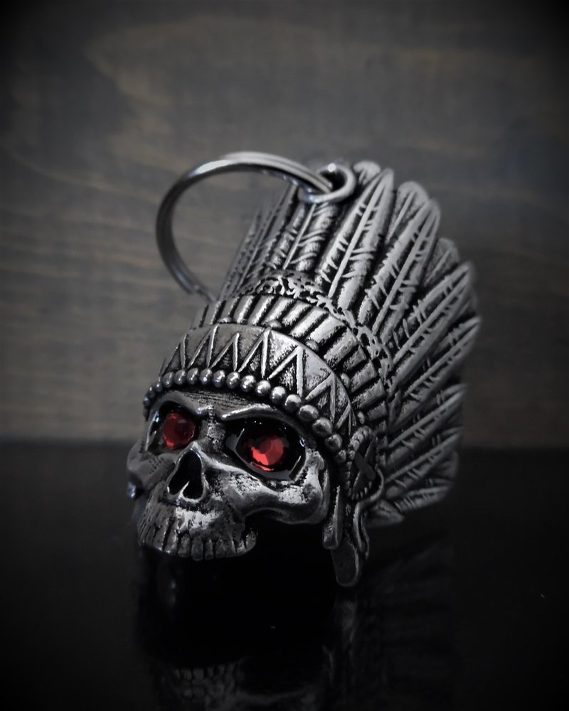 Indian Skull Diamond - Pewter - Motorcycle Spirit Bell - Made In USA - SKU BB74-DS