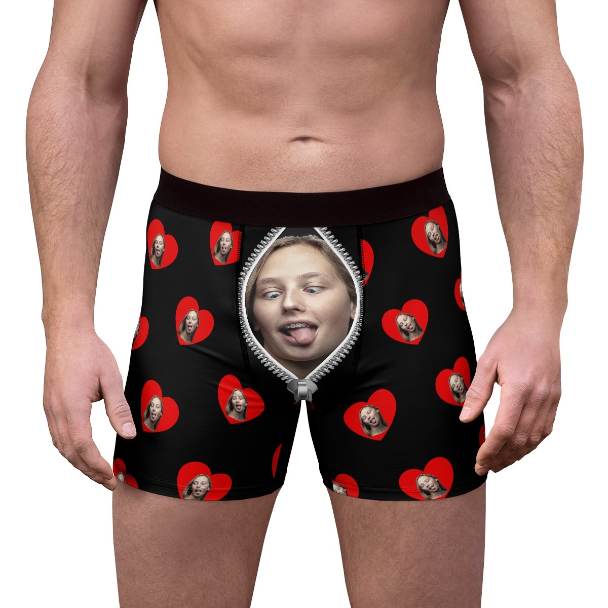 Personalized Face and Hearts - Men's Boxer Briefs - Perfect Christmas Gift