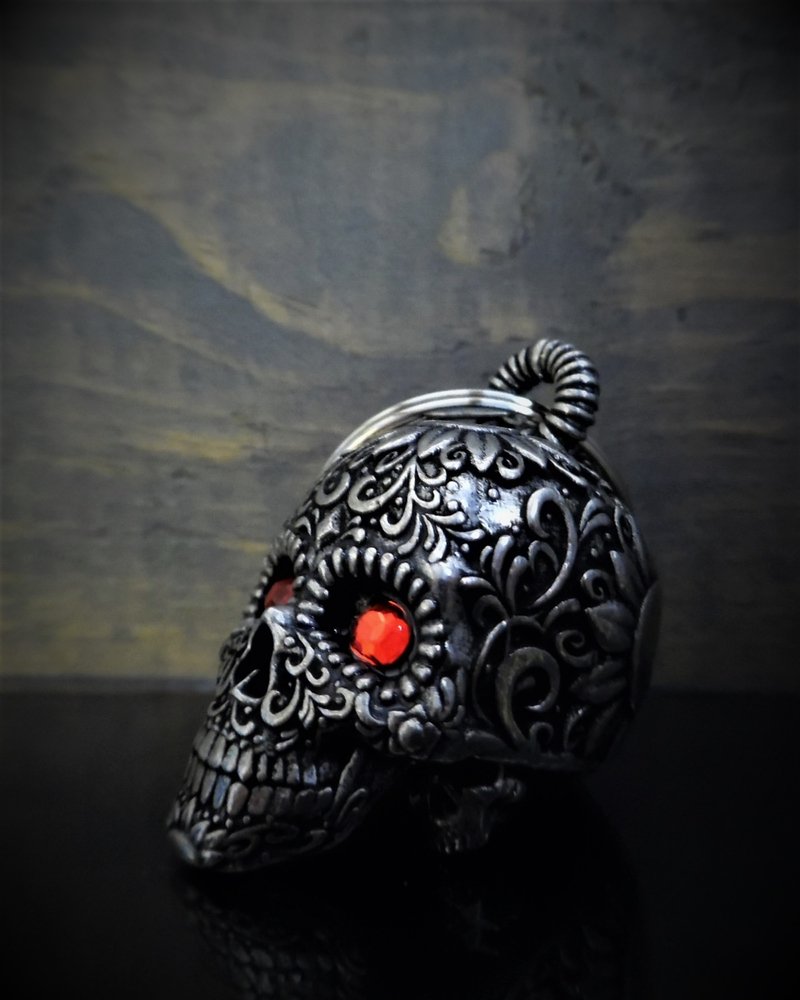 Sugar Skull Diamond - Pewter - Motorcycle Spirit Bell - Made In USA - SKU BB77-DS