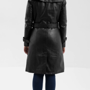 Black Leather Trench Coat - Women's - Olivia - WBL3071-FM