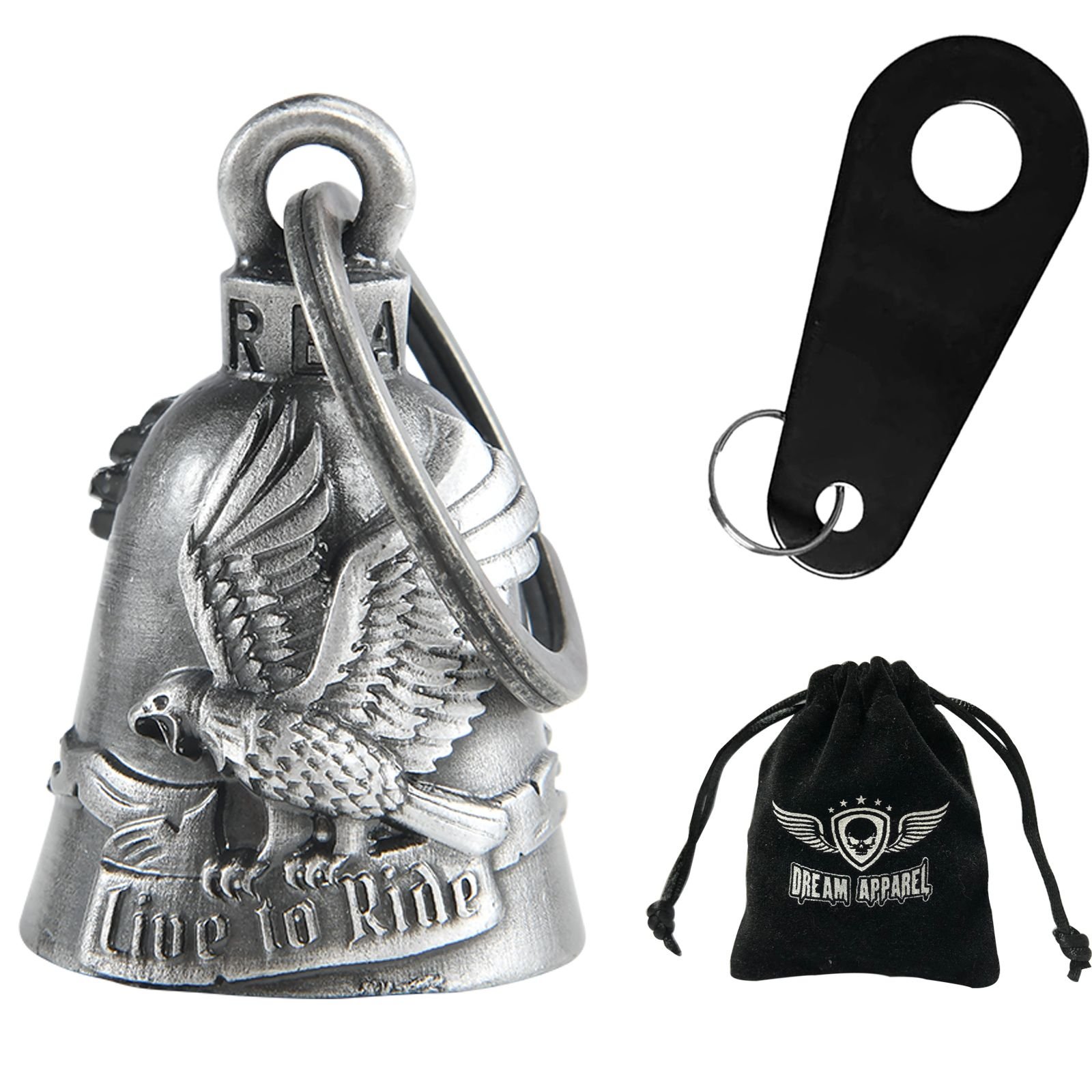 Motorcycle Ride Bell - 3D - Eagle - Live To Ride - Spirit Bell - Gremlin - DBL27-L-DL Motorcycle Ride Bell - 3D - Eagle - Live To Ride - Spirit Bell - Gremlin - DBL27-L-DL