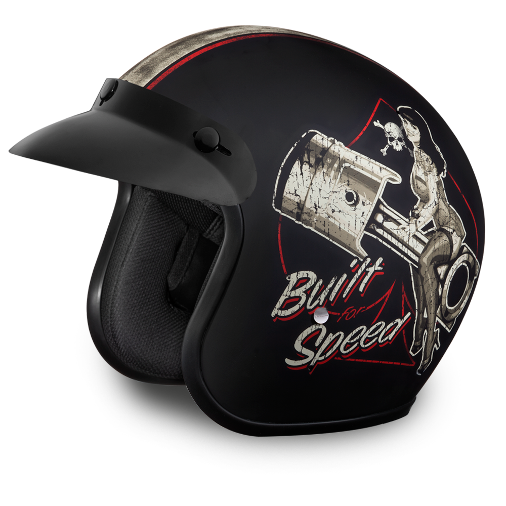 DOT Motorcycle Helmet - Built For Speed - Open Face - DC6-BFS-DH