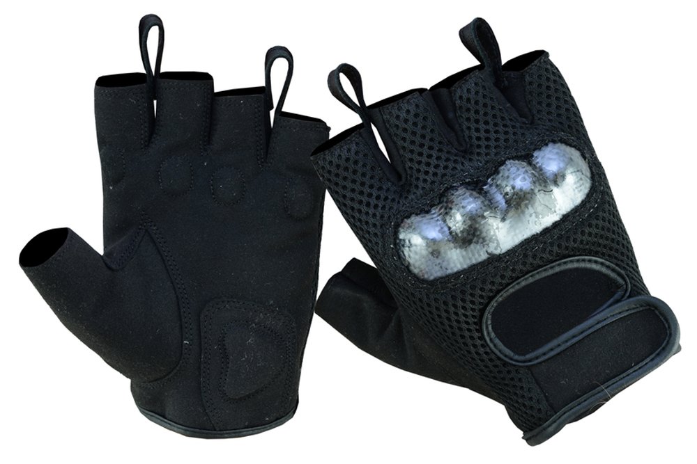 Mesh Motorcycle Gloves - Men's - Hard Knuckles - Biker - Fingerless - DS19-DS