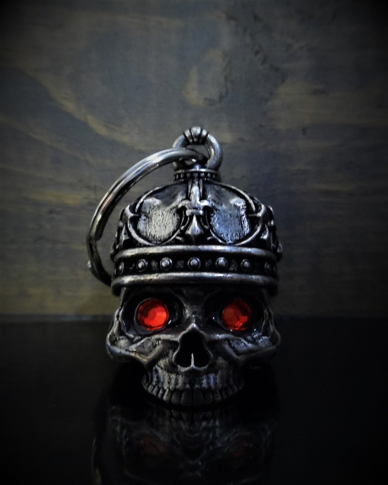 King Skull Diamond - Pewter - Motorcycle Gremlin Bell - Made In USA - SKU BB75-DS