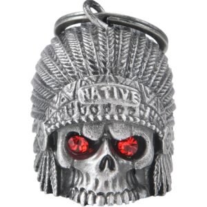 Motorcycle Ride Bell - 3D - Native Indian - Red Eyes - Skull - Spirit Bell - Gremlin - DBL40-L-DL