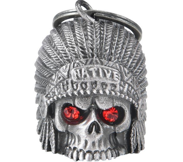 Motorcycle Ride Bell - 3D - Native Indian - Red Eyes - Skull - Spirit Bell - Gremlin - DBL40-L-DL