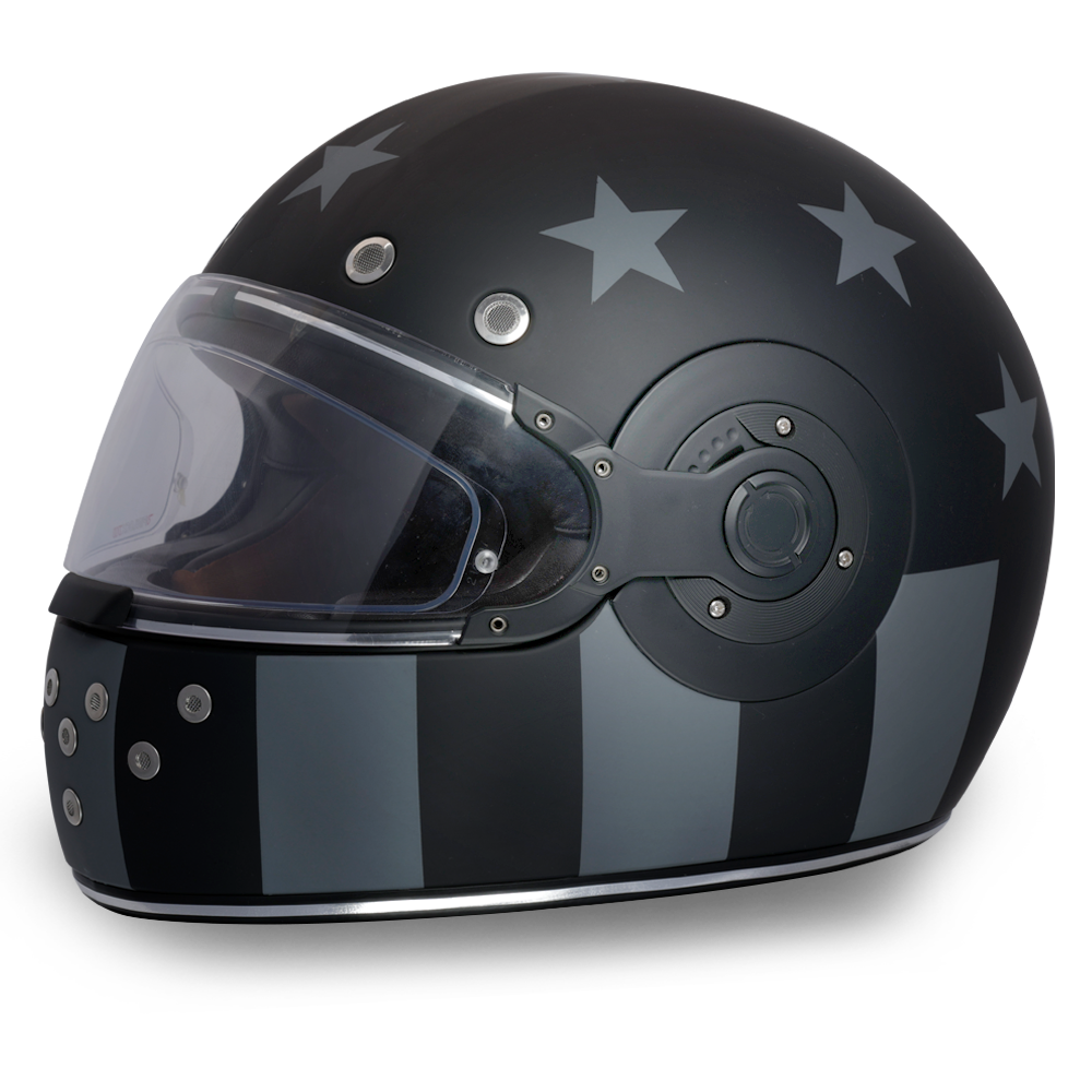 DOT Motorcycle Helmet - Retro Captain America - Stealth - Full Face - R6-CAS-DH