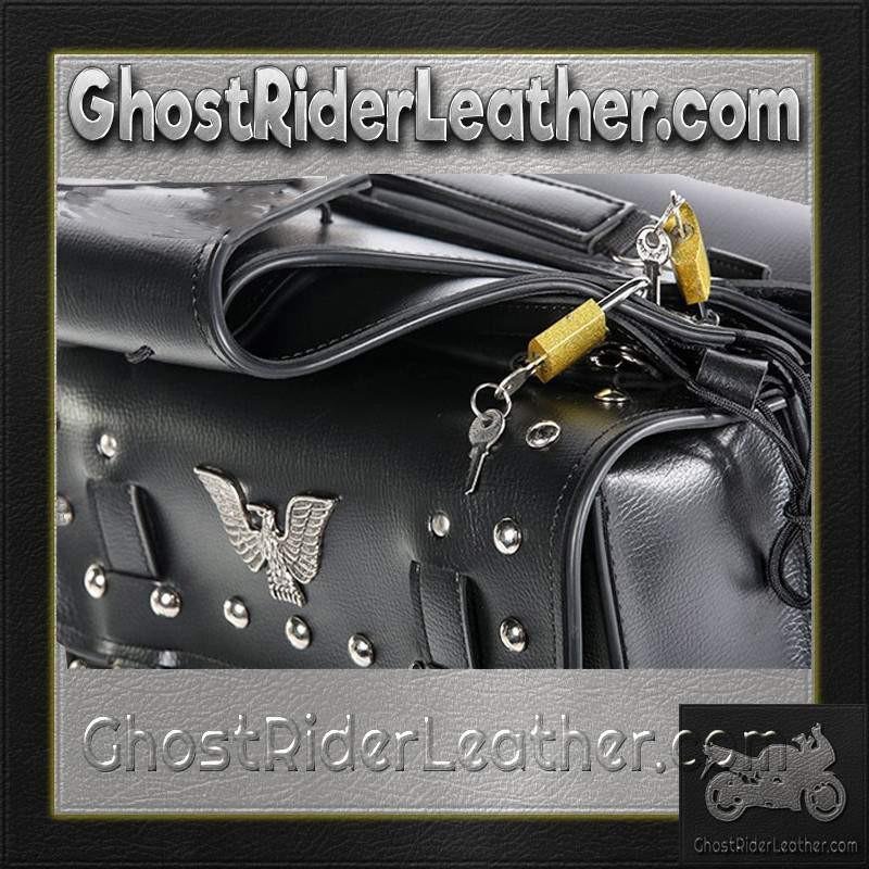 Saddlebags - PVC - Studs and Eagle - Lock - Motorcycle - SD4071-PV-DL