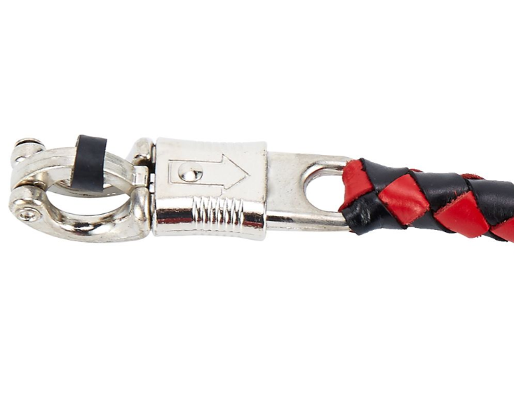 Get Back Whip - Black and Red Leather - With Pool Ball - 42 Inches - SKU GBW6-BB-DL