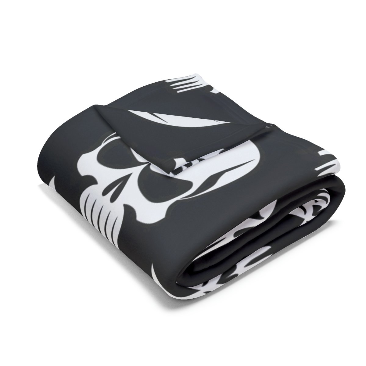 White Skulls on Black - 3 Different Sizes - Arctic Fleece Blanket