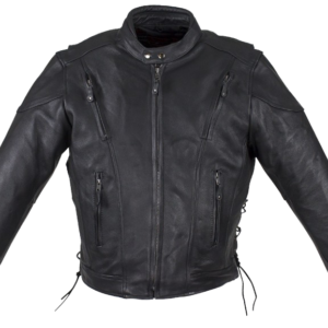 Leather Motorcycle Jacket - Men's - Racer - Gun Pockets - MJ711-DL