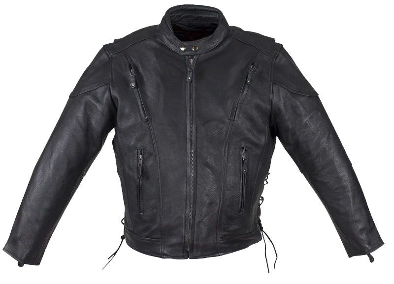 Leather Motorcycle Jacket - Men's - Racer - Gun Pockets - MJ711-DL