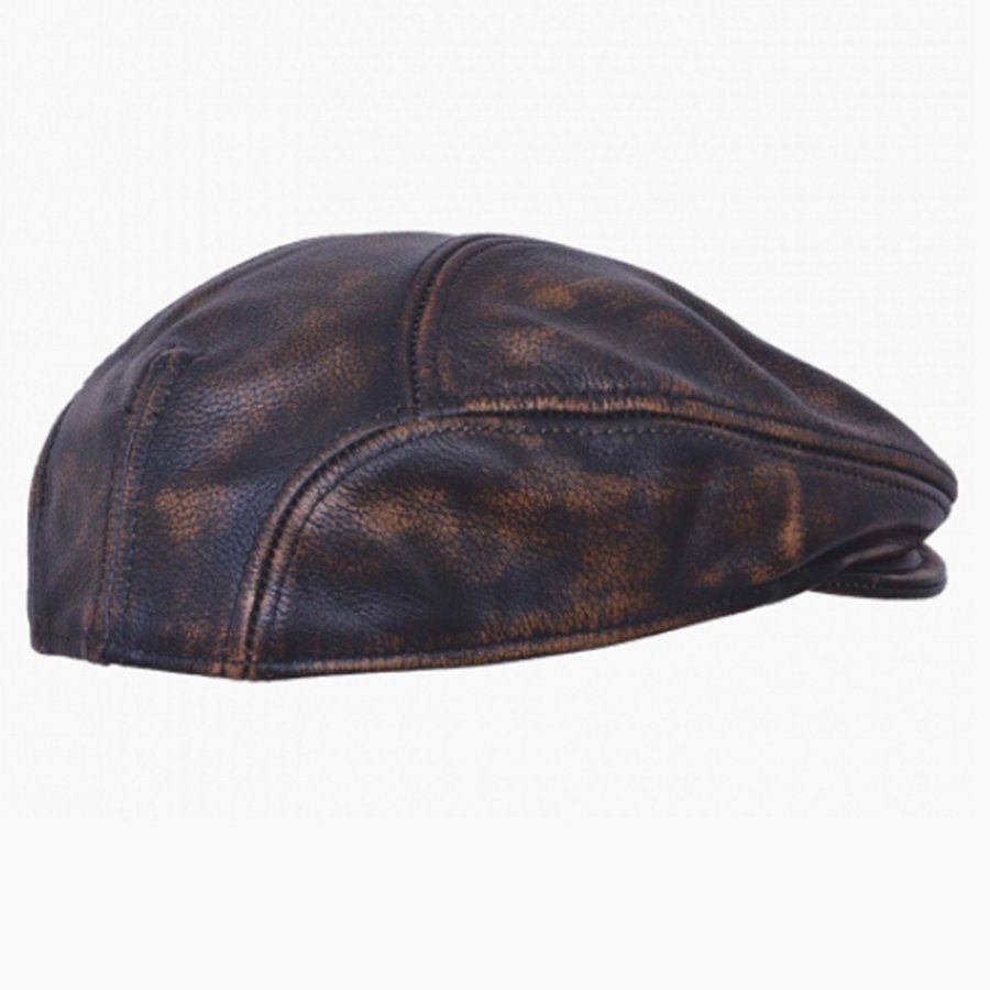 Leather Ascot - Distressed Brown - Ivy Cabby Flat - Newsboy - Hat - 9200-ABR-UN