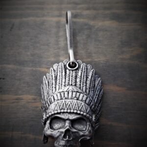 Zipper Pull - Indian Skull - Lead Free Pewter - Made In U.S.A. - BZP-29-DS
