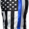 Leather Motorcycle Vest - Men's - Up To 5XL - USA Flag Liner - Thin Blue Line - 6670-00-UN