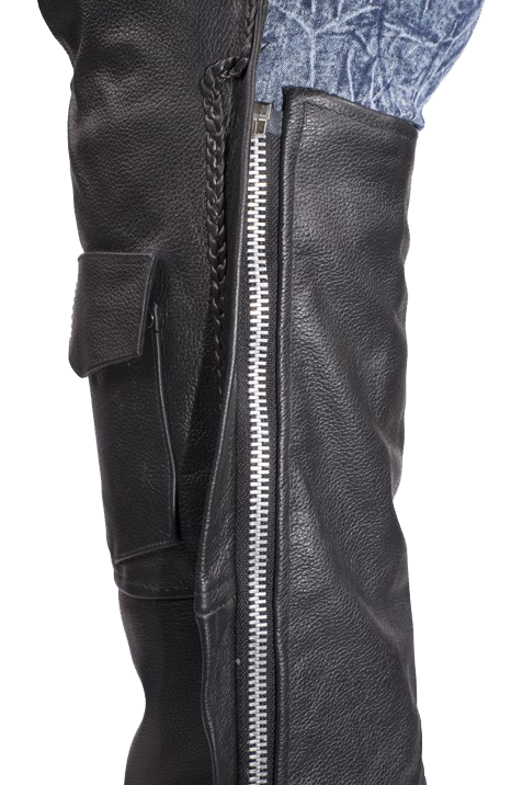 Leather Assless Chaps - Braid Design - Men or Women - C4326-04-DL
