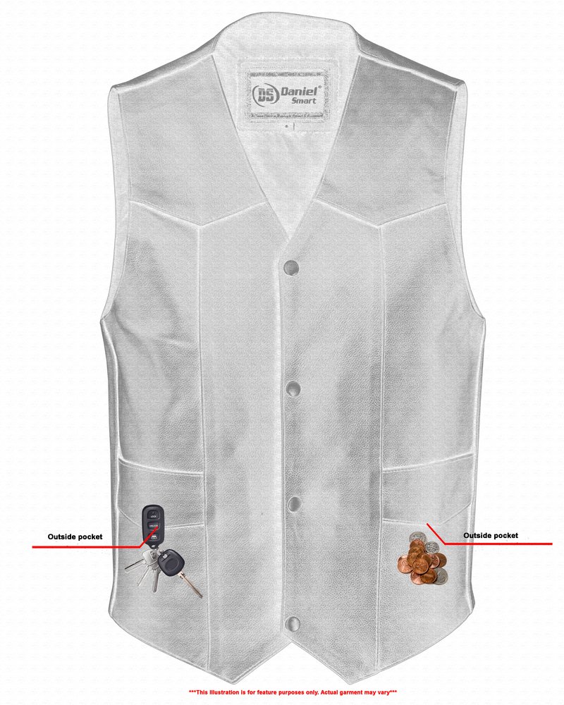 Leather Motorcycle Vest - Men's - Gun Pockets - Up To 9XL - DS110-DS