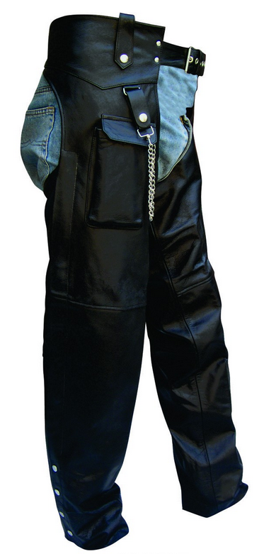 Motorcycle Leather Chaps With Cargo Pocket - SKU AL2408-AL