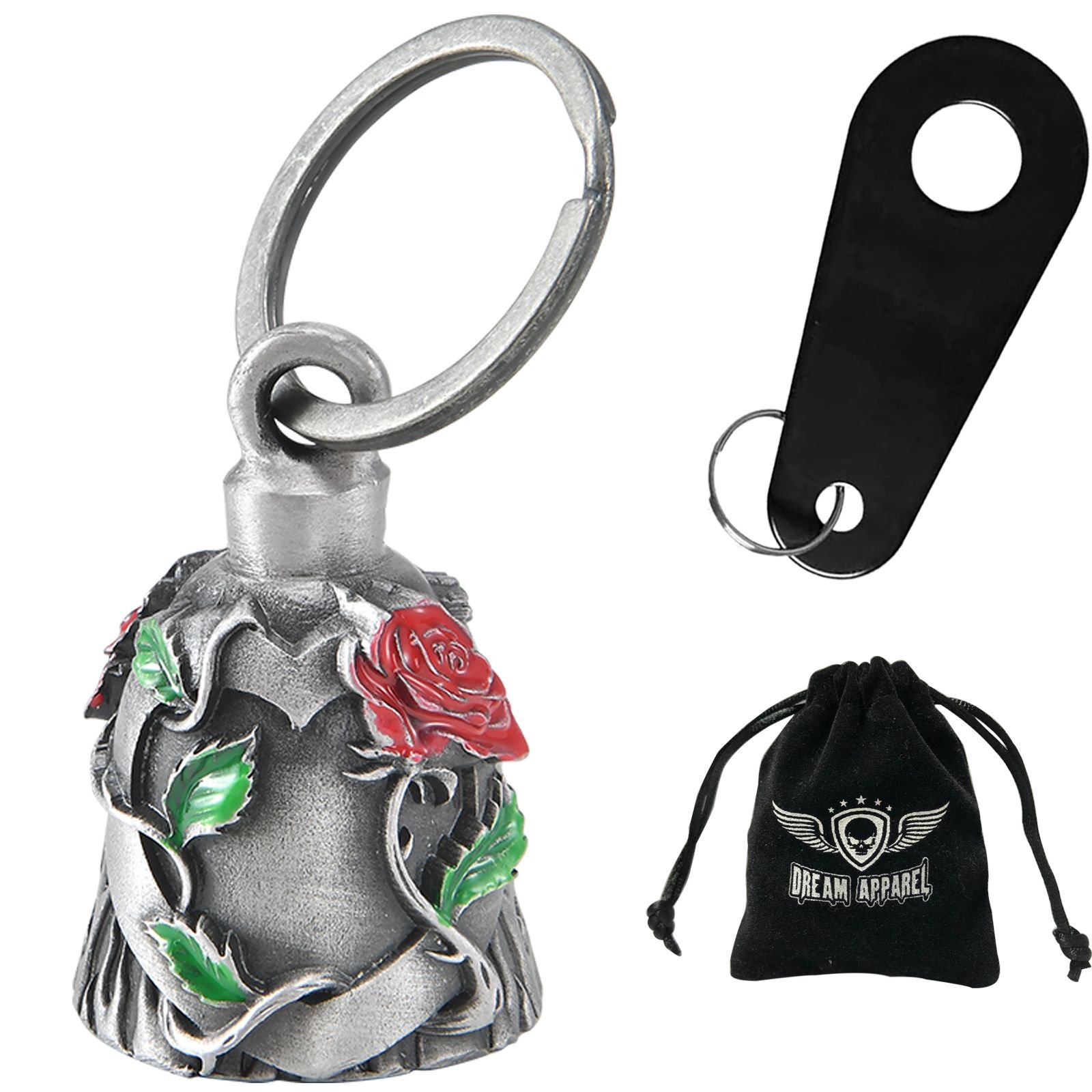 Motorcycle Ride Bell - 3D - Red Rose - Entwined Heart - Spirit Bell - Gremlin - DBL28-L-DL